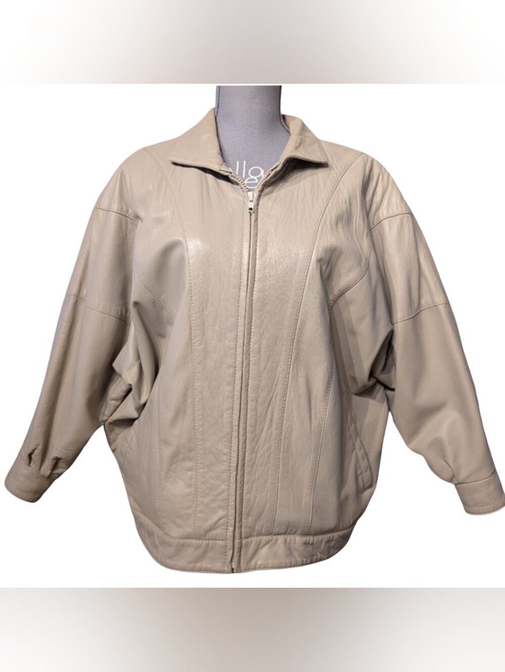 Vintage 80s 90s Remy Butter Leather USA  Jacket Taupe Batwing Oversized Medium